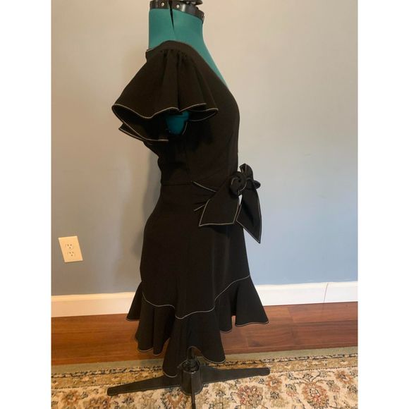 Cinq a Sept Black Topstictched Ruffle Mini Dress, size 2 - Picture 5 of 5